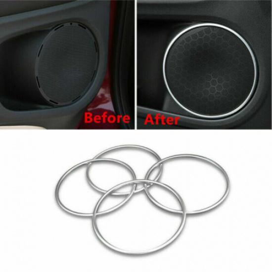 Silver 4PCS Door Speaker Ring Cover Trim For Honda HR-V HRV Vezel 2016-2019