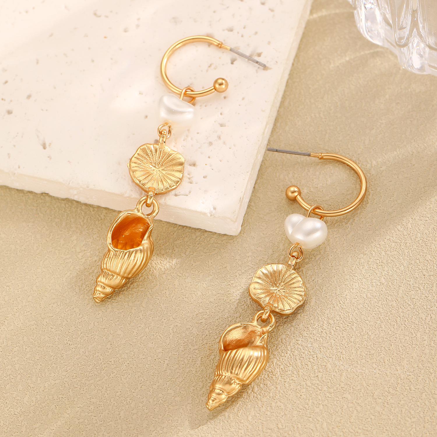 

Серьги 2025 Ретро Океанский Жемчуг – Морская Звезда и Подвеска Ракушка Модные Пусеты для Женщин