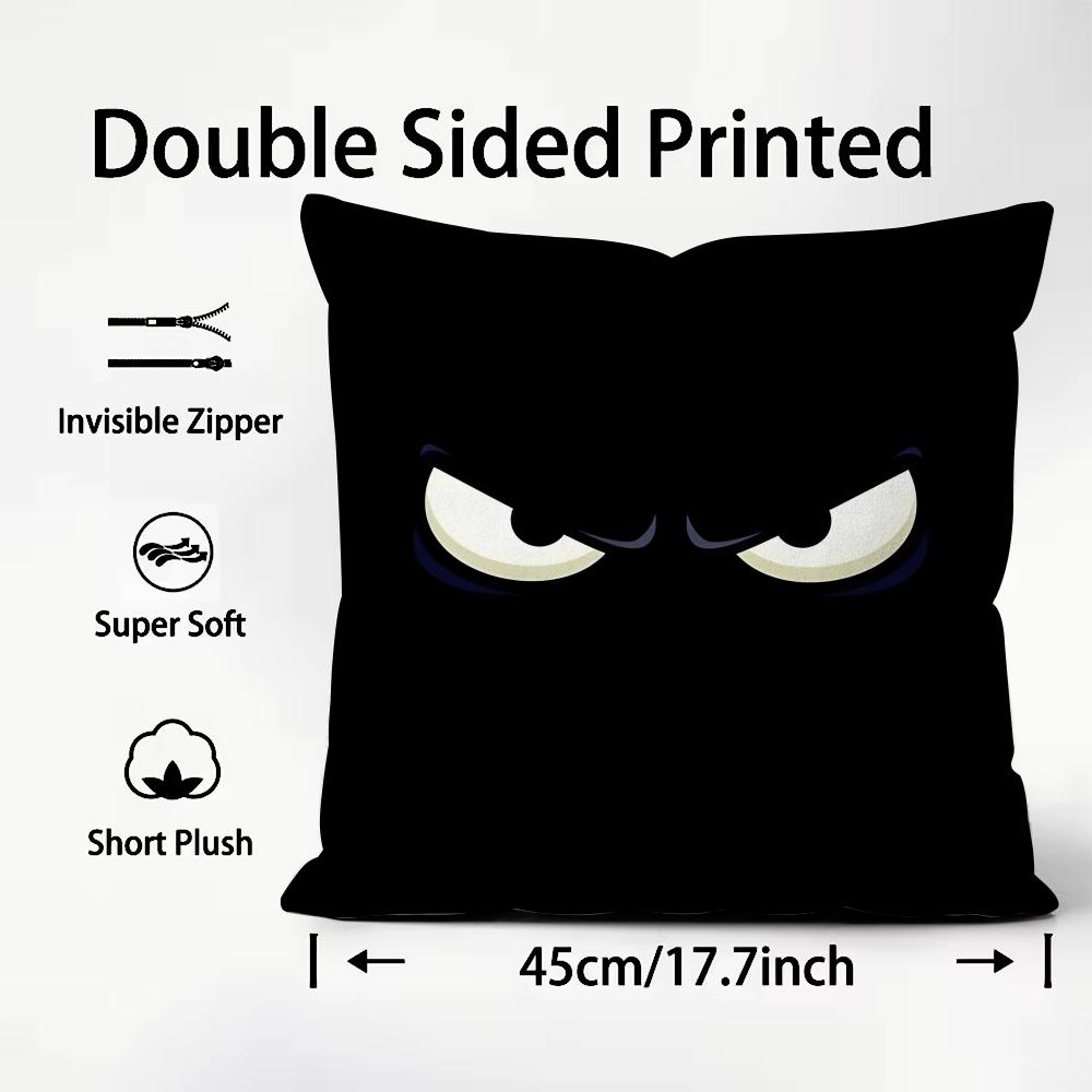 Black Emoticons Cool Cushion Cover Plush Fabric Soft DoubleSided Printed Sofa Warm Winter Home Child Gift Pillow Case