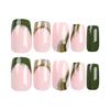 French Gold Glitter Nails Green Solid Color Manicure Fake Nail Patch Nail Nail Nail Piece Nails