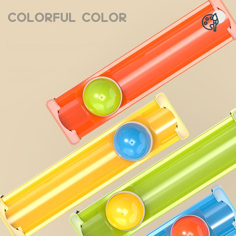 Stacking Ball Colorful Track Slide Rolling Ball Early Educational Knocking Toys Children's Fun Knock Music Piling Table
