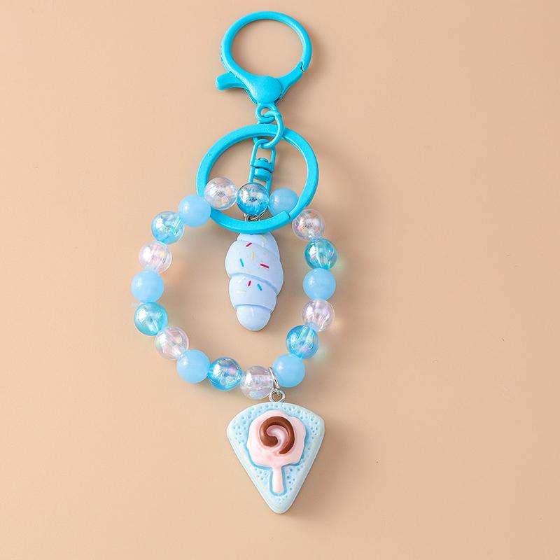 

Cute Crystal Beaded Bracelet Keychain Food Key Ring for Women Girl Handbag Pendant DIY Handmade Jewelry Gift