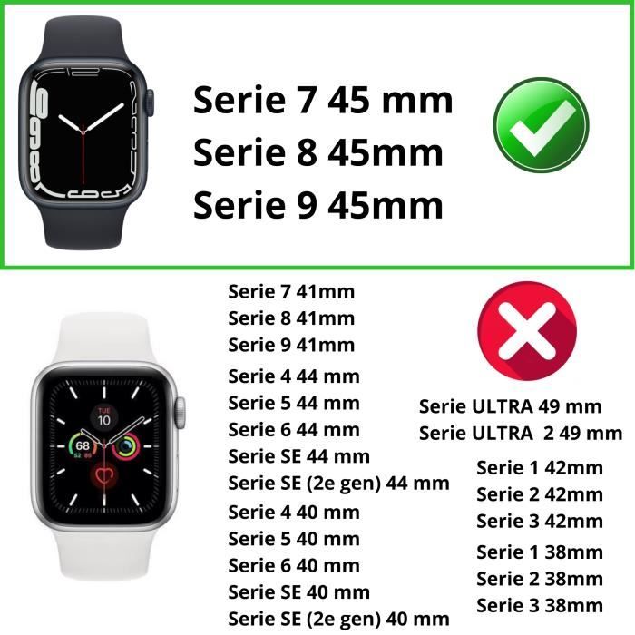 Case Compatible with Apple Watch 45mm Series 9 - Hard Protective Case Transparent Tempered Glass Screen Phonillico®