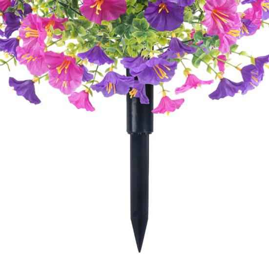 Artificial Morning Glory Ball 22" All-Weather Fake Topiary Ball with Ground Spike Faux Greenery Bushes Plants for Outdoor Garden Indoor Decor