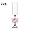Butterfly Wine Glass Champagne Flutes with 3D Pink Decoration Wedding Glasses Faux Crystal Party Anniversary