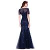 Plus-Size Bridesmaid Evening Gown with Sequins, Mesh, Mermaid Silhouette, Slim Fit, Suitable for Banquets, Performances, and Hosting, Long Dress
