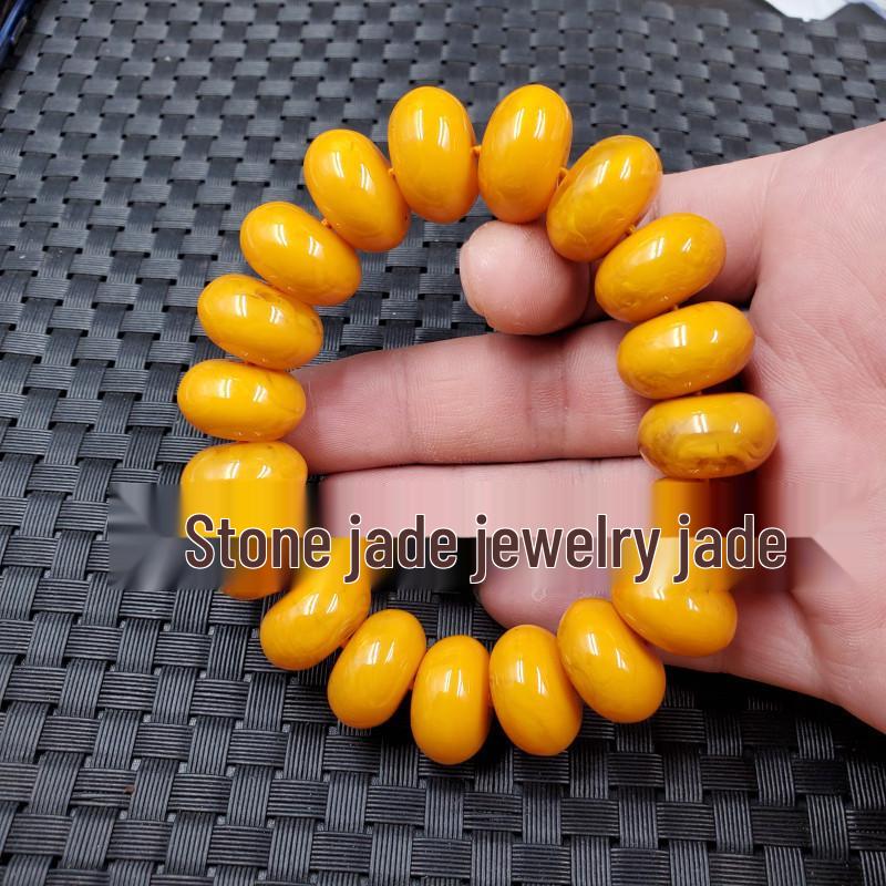 Imitation Beeswax Abacus Bead Bracelet with Amber Clasp