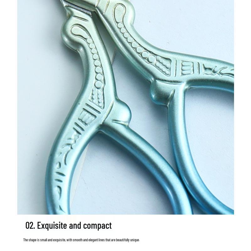 Gold-Plated Stainless Steel Crane Scissors Set for Cross-Stitch, Thread Snipping, and Tea Bag Opening