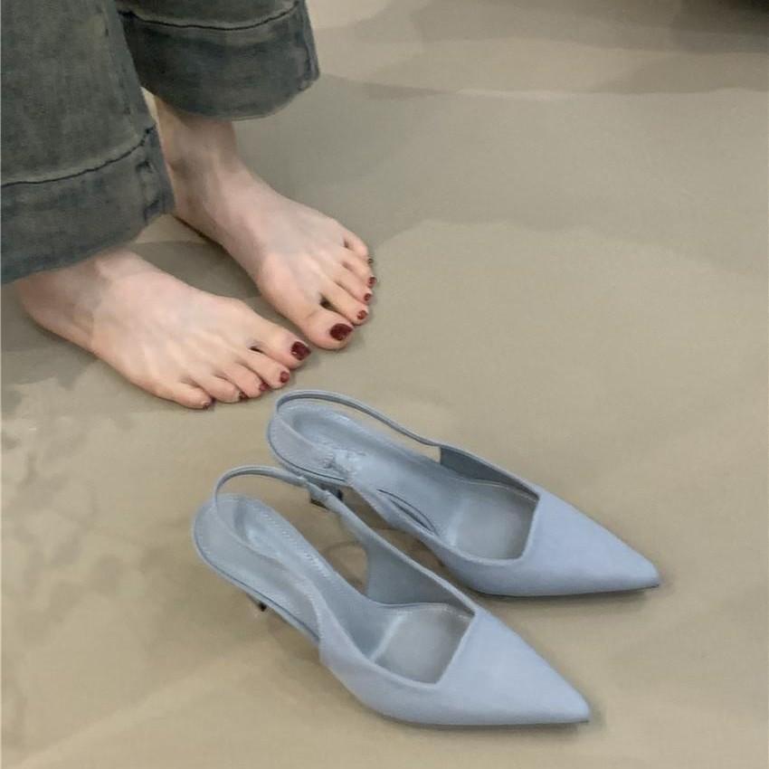 Fashion Shoes Pointed Toe Thin Heels Ladies' Slippers Luxury Slides Shallow Beige Heeled Sandals Slipers Women Low Designer Black 2025 S