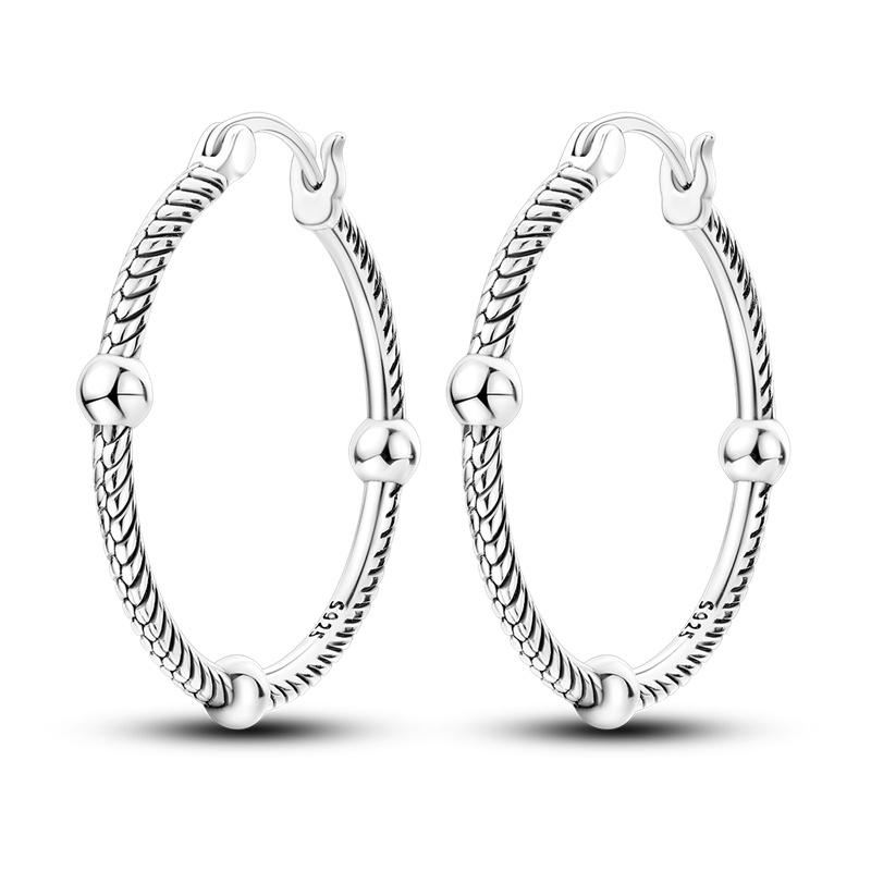 New Earrings 100% Genuine 925 Silver Women Hoop Earring Women's Wedding Engagement Girlfriend Wife Birthday Gift