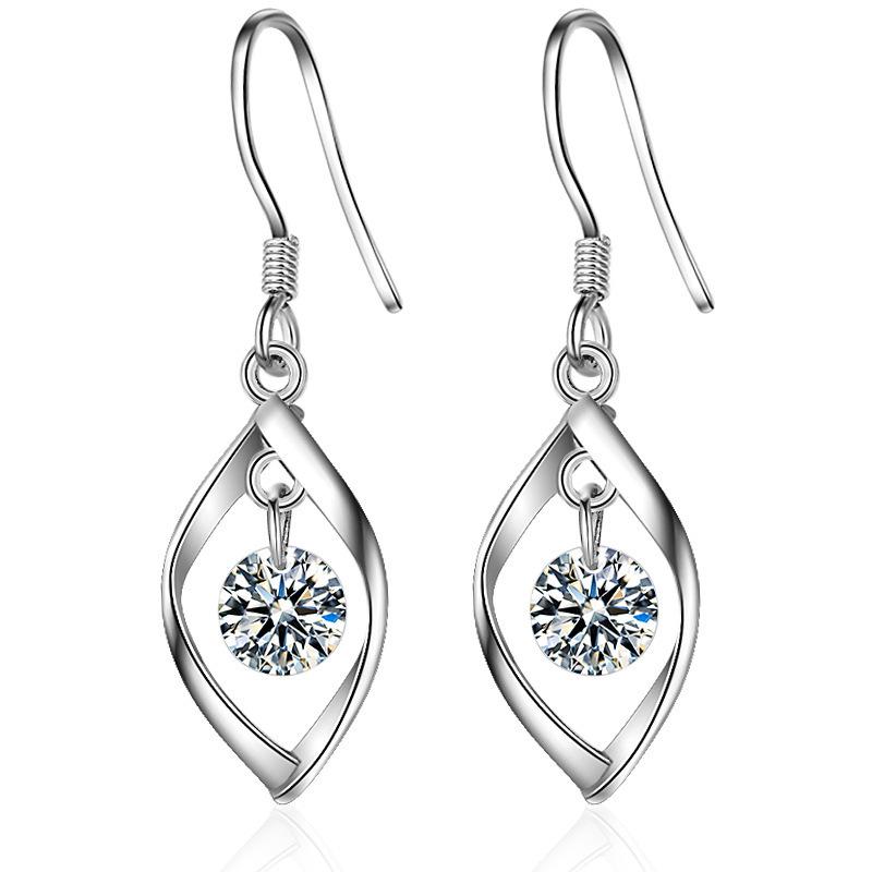 French High-End Geometric Zirconia Rhombus Earrings in Irregular Design