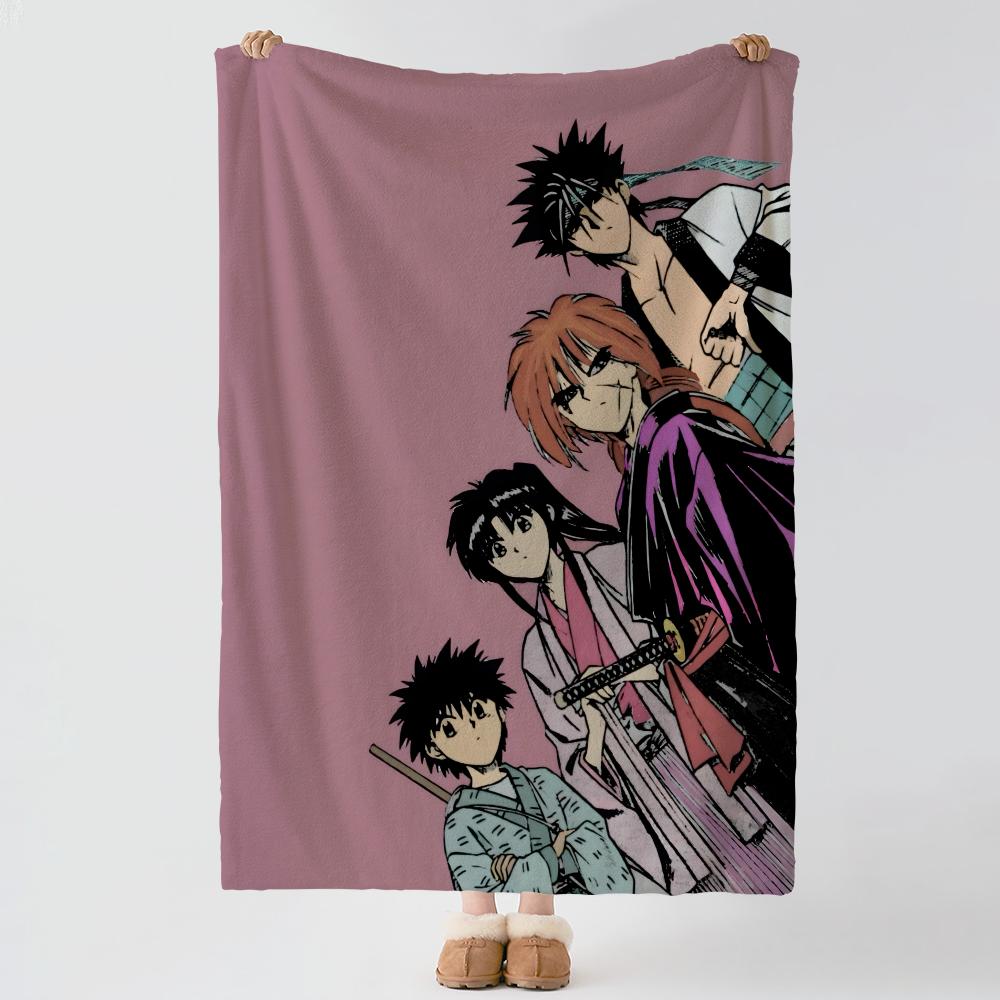 Anime RRurouni KKenshin Throw Soft Warm Flannel Blanket Multiuse Throw for Bed Sofa Office Air Conditioning Nap Blanket