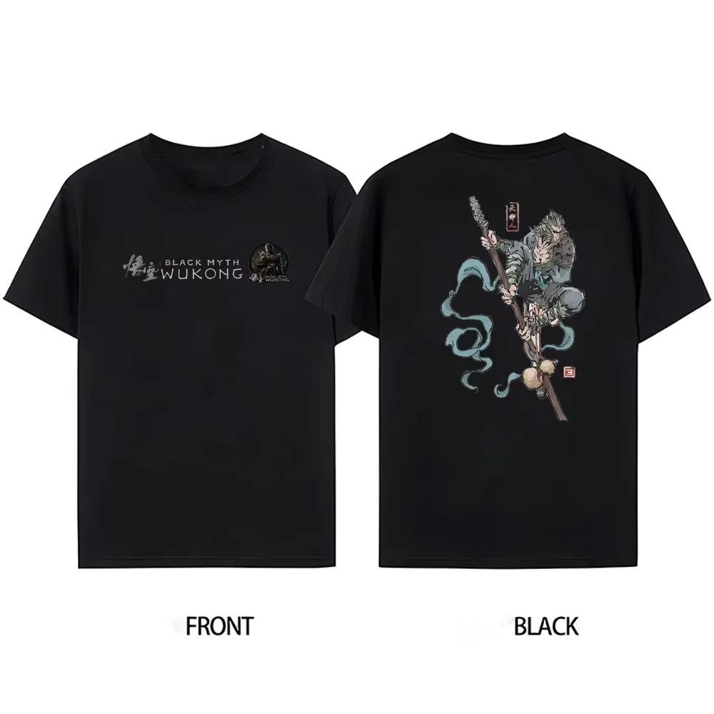 

Мужская футболка-хит продаж Black Myth Wukong Sun Wukong с рисунком спереди и сзади, хлопковая, Wukong Game Clearance, футболка с коротким рукавом XXXXXL