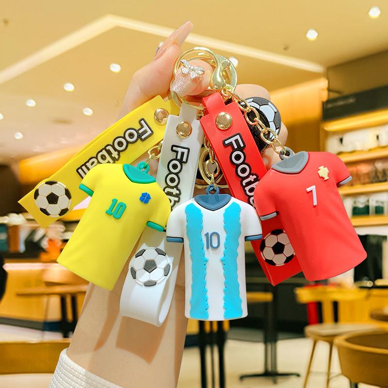 World Cup Double-Sided Football Shirt Keychain Souvenir Pendant Schoolbag Pendant Car Key Chain Small Gift