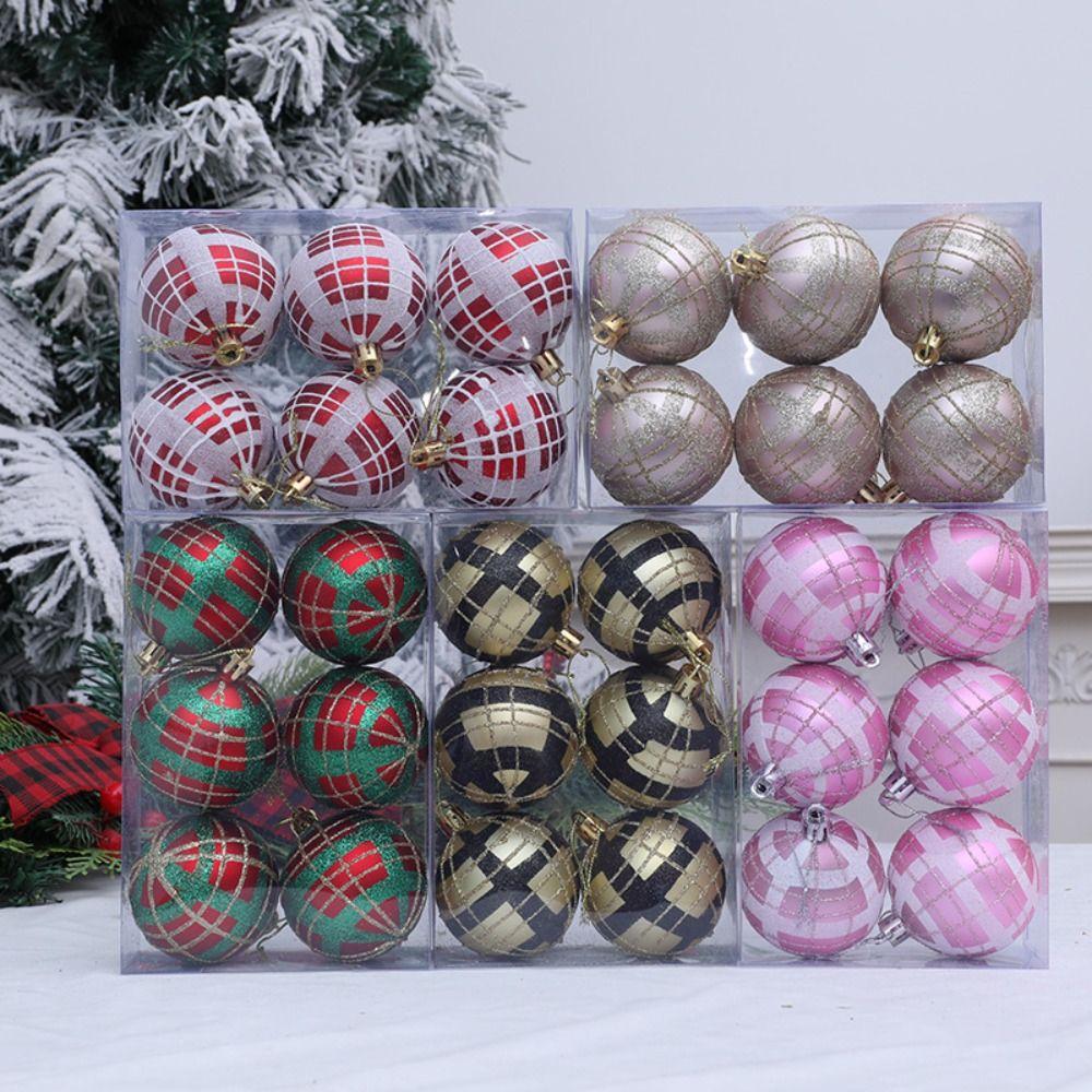 6 Stück 6 cm Weihnachtsbaumkugeln Anhänger Bemalt DIY Frohe Weihnachten Deko Bruchfest Galvanisiert Weihnachtsgeschenk Kugeln