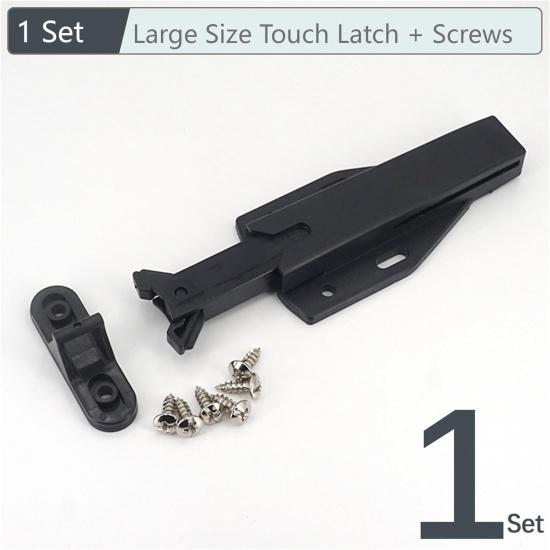 4/2/1 Sets Non-Magnetic Touch Latch Large Size Catch Cabinet Door Push to Open Furniture Cupboard Wardrobe Accessory(1 Set Black)