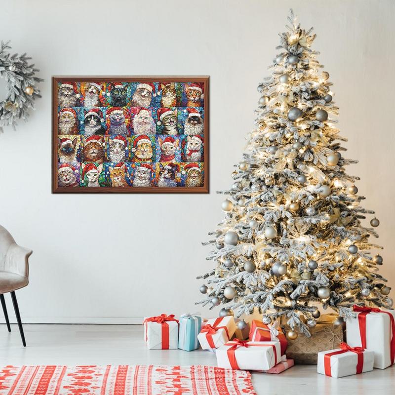 Christmas Advent Calendar Cartoon Cat Puzzles Home Decor Adults Puzzle Games Family Fun Floor Puzzles Educational Toys Gifts