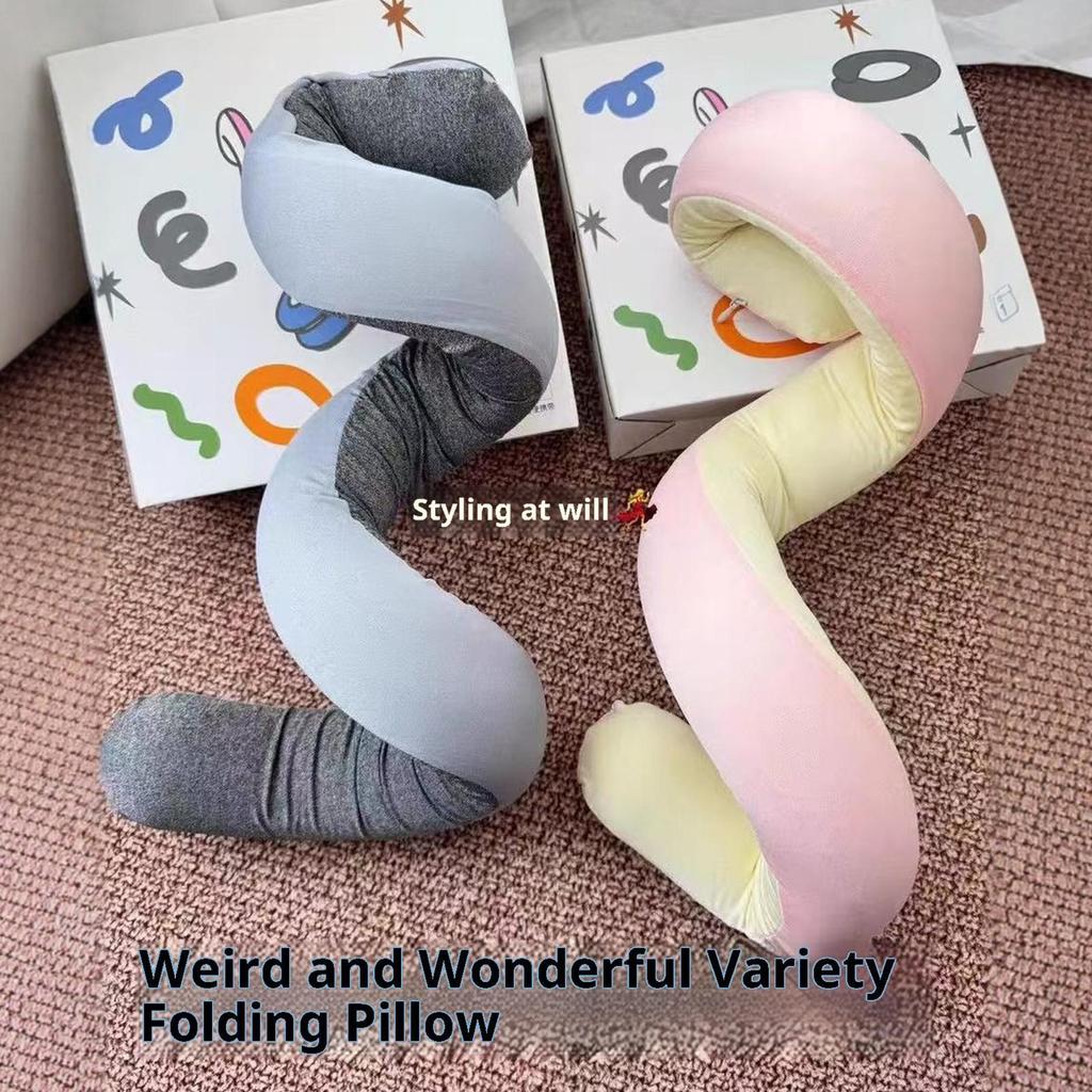 Travel Pillow Spiral Breathable Support Foldable Cushion Airplane Pillow for Car Sleeping Back Chair Office Sleep Rest Bed
