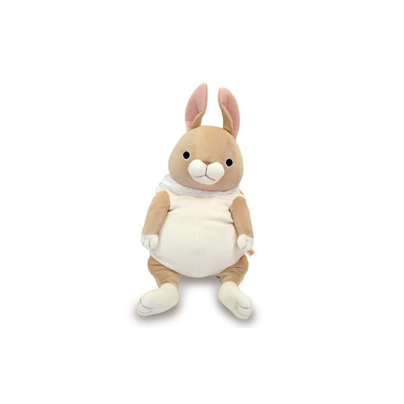 Shinada Global Mochi Series Mochi Rabbit with Standing Ears, Beige (Large), 22 x 22 x 30 cm, Plush Toy, Rabbit, Animal, MOUS-0350TBE