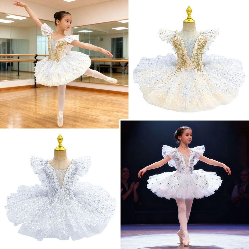 Sequin Ballet Tutu White Princess Dress Fashion Dance Costumes Kids Girls
