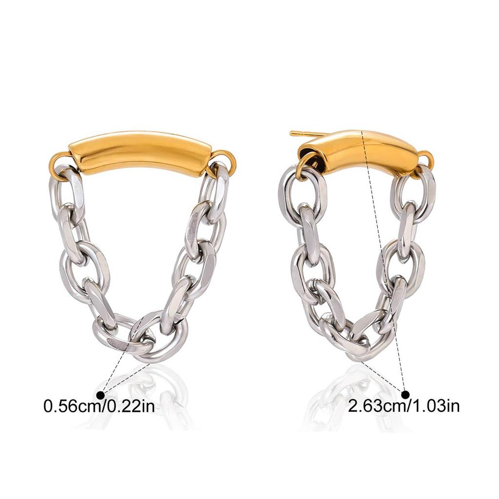 Yori Stainless Steel Chain Tassel Earrings For Women Exquisite Fashion Metal Texture Geometric High Quality Chic Jewelry Gift