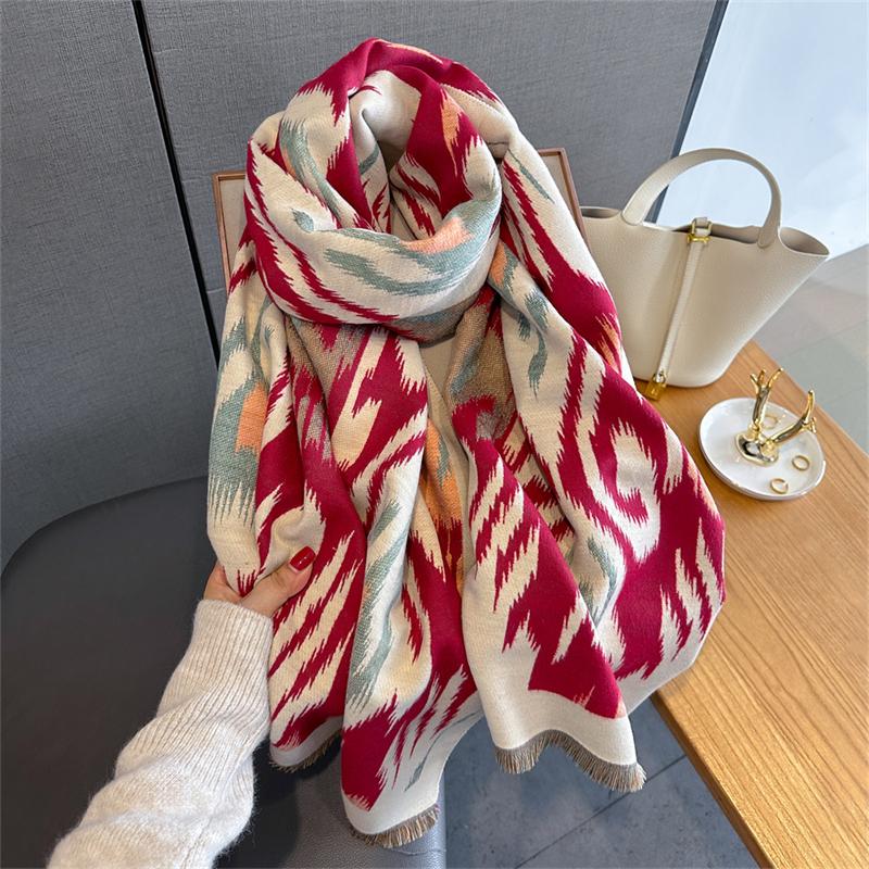 Warm Cashmere Poncho Shawl Scarf Luxury Print Thick Pashmina Winter Blanket Wraps Bufanda Casual Hijab Stoles Echarpe