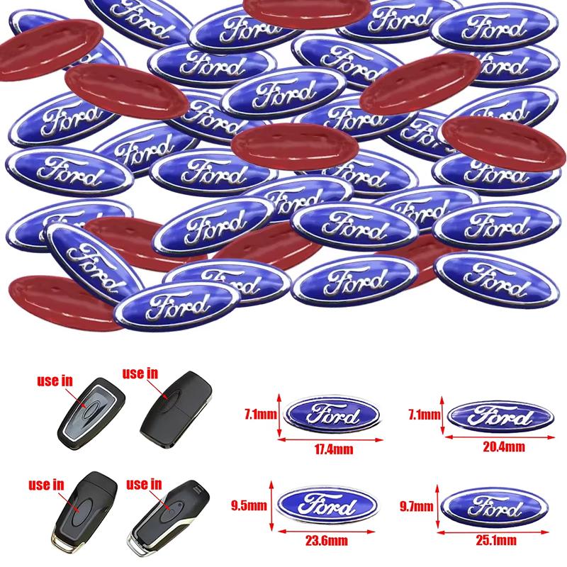 KLYD4 Car 50pcs 100pcs Ford 17.4mm 20.4mm 23.6mm 25.1mm 3D Aluminum Logo Key Fob Decoration Emblem Auto Key Badge Sticker Accessories