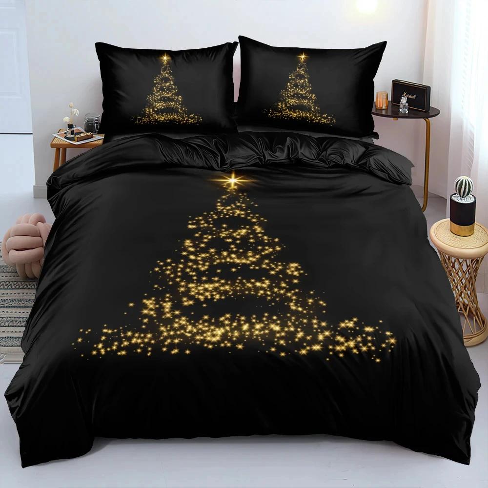 3D Christmas Tree Star Duvet Cover 3D Printed Bedding Set 3Pcs Double Twin Full Queen King Adult Kids Bedclothes Quilt Cover