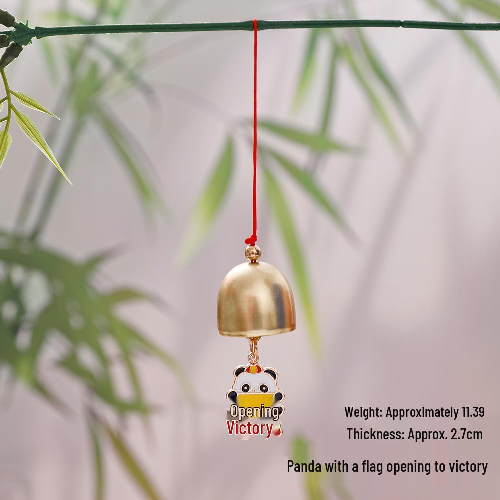 Panda Wind Chime Keychain with Inspirational Text - Cute DIY Bell Pendant and Gift Ornament for Students