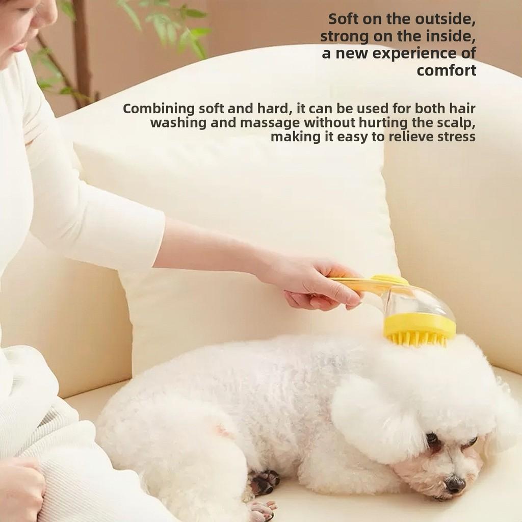 Pet Bath Brush Long Handle Silicone Grooming Tool For Dogs And Cats