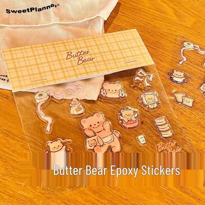 Butter Bear Jelly 3D Stickers: Adorable Cartoon Phone Decorations