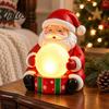 Small Santa Statue for Display Light Up Claus Figurine, Christmas Holding Glowing Crystal Ball, Warm USB Powered Lamp Night Light, Tabletop