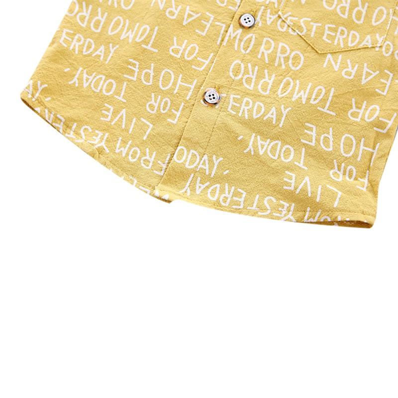 Summer Baby Boys Casual Kortermet Letter Print T-skjorte Topper+Shorts kostymesett