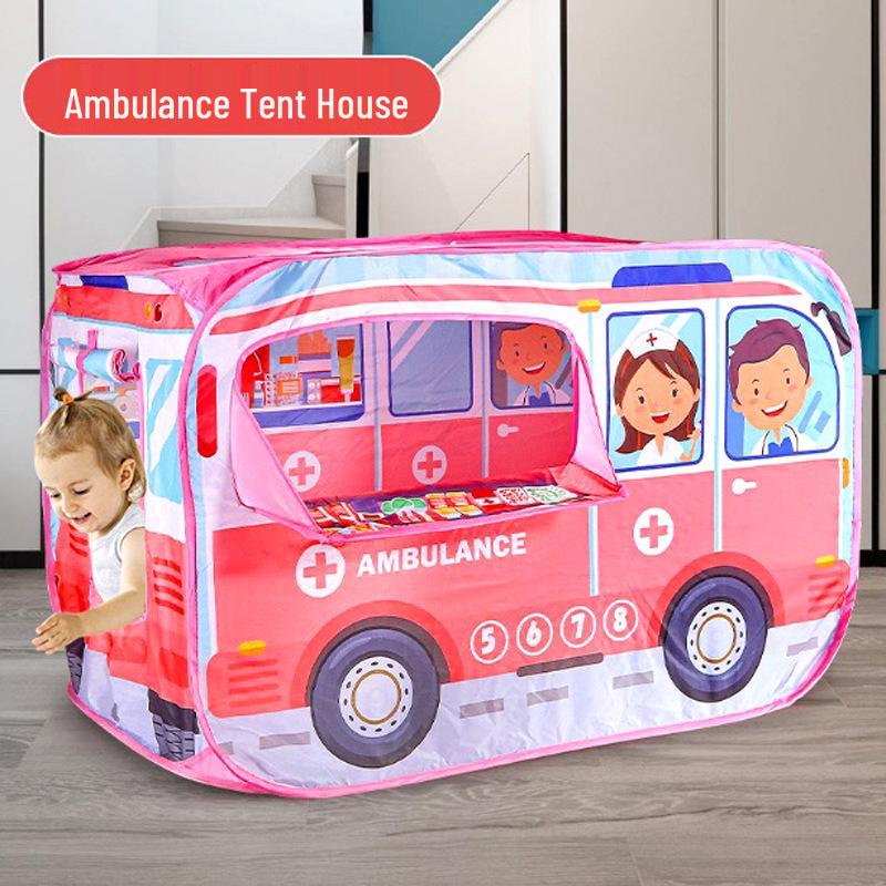 Children's Indoor Play Tent - Fire Truck & Police Car Design