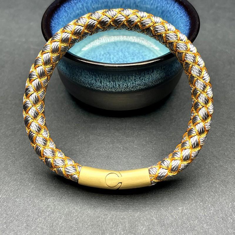 Handwoven Dragon Scale Bracelet Men Women Adjustable Length Element Color Cord Bangle Jewelry Gray Metal Element 15cm Wrist Circumference