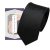 Used [New] [VIVIMODA] Black Men's Necktie with Chief Luxury Width 8.5cm 100% Silk Modest Shine [Etiquette Book Included] Black Formal Necktie for
