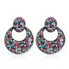 Needle French Light Luxury Geometric Zircon Premium Full Diamond Color Zircon Earrings Earrings