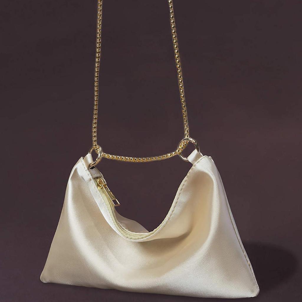 Borsa Sottobraccio da Donna in Raso con Catena - Elegante Pochette da Festa e Cena