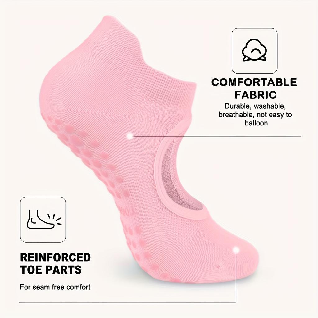 2 Pairs Non-Slip Pilates Socks for Women, Grippy Open-Top Yoga Socks, Breathable Barre Dance Athletic Socks