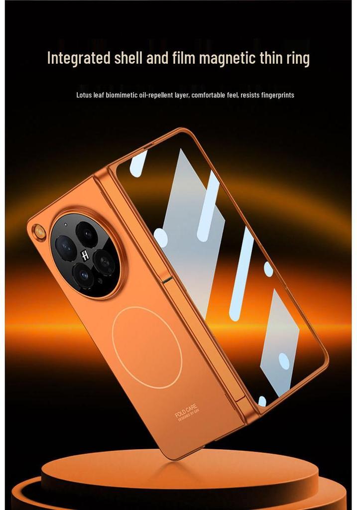 Oppo Find N6 Phone Case: Foldable Screen, Inner Magnetic Ring, Full Coverage, Magnetic Hinge, Hard Shell, Side Protection, with Bracket.