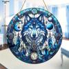 Wolf Sonne Acryl-Fänger, Acryl-Gitter im Buntglas-Stil, Traumfänger-Inspiration, Reflektierende Kunst für Haus & Garten, Kinderzimmer, Vintage-Wohnkultur