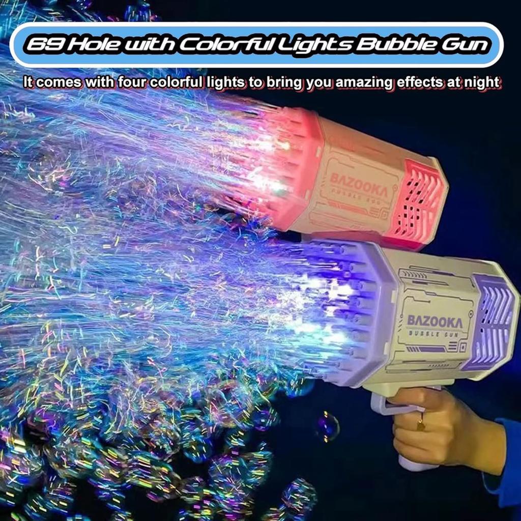 Bubble Machine Gun Kids Toy Bubble Gun with Colorful Lights and Thousands of Bubbles Outdoor Toy Birthday Party Gift Suitable for Boys and Girls
