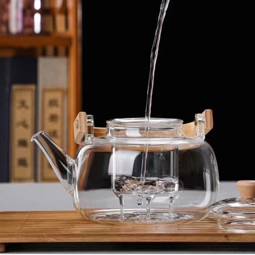 Transparent Glass Tea Pot 1000ml Flower Tea Kettle Fluent Japanese Style Teapot  Home Use