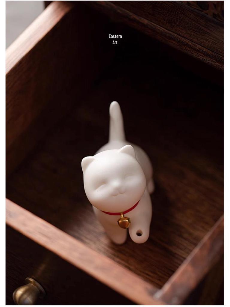 Ceramic Cat Incense Holder - Cute Aroma Burner for Home and Office