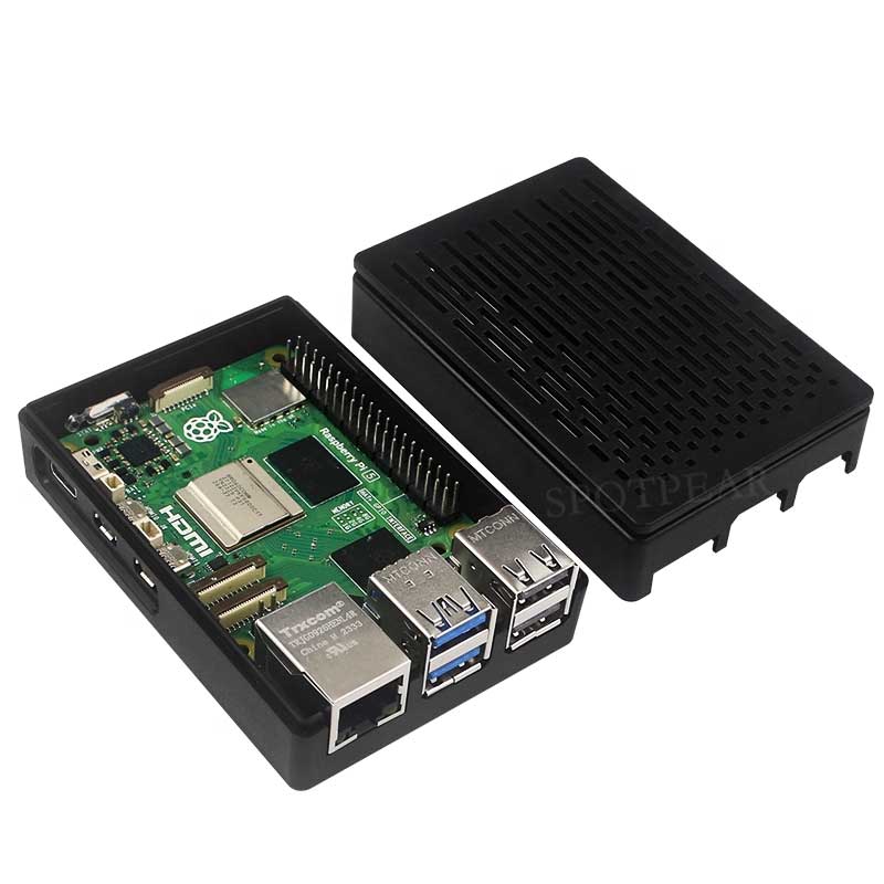 Raspberry Pi 5 ABS Case 3.5inch Display Stripe Compatible Multi-Purpose with Removable Cover and Fan Mount For PI5