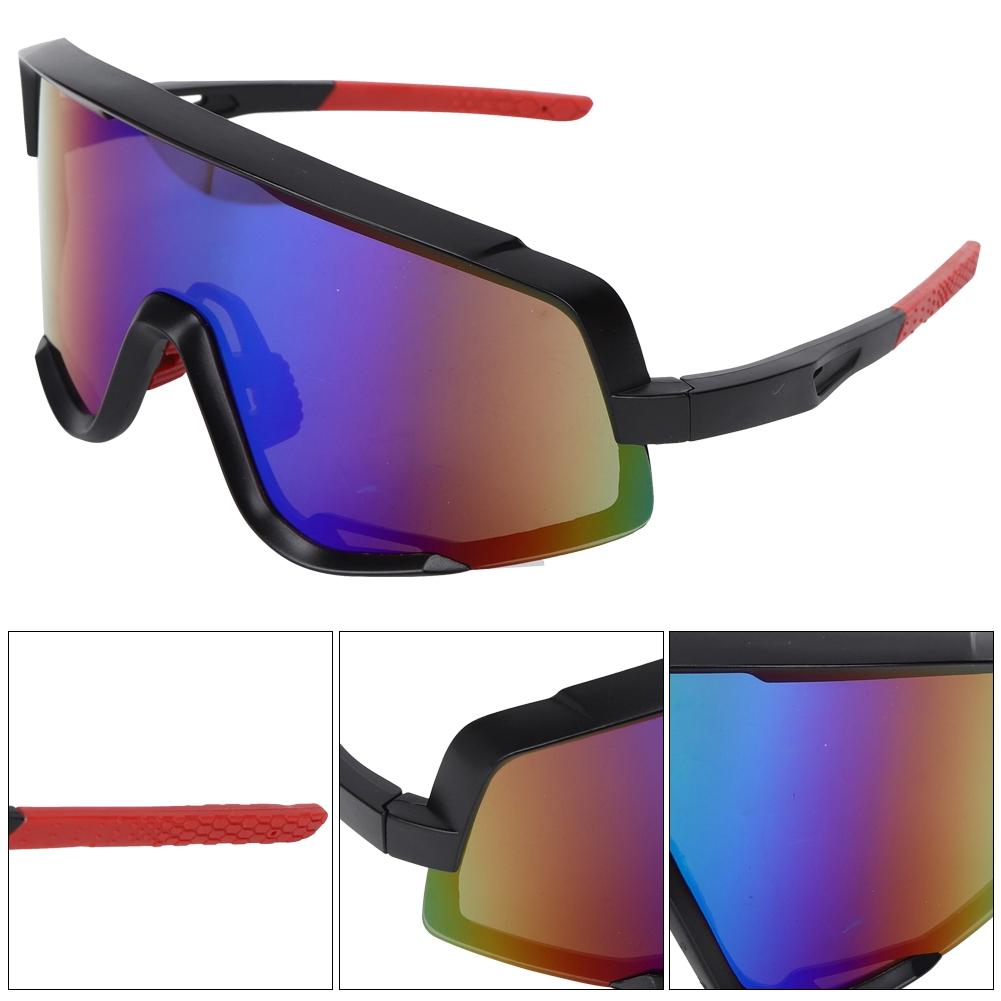 Outdoor Sports Glasses Windproof Cycling Goggles Bicycle Sunglasses for Women Men(Black Red Frame Green Lens )