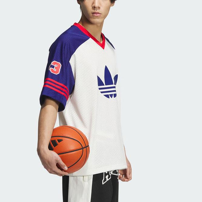 Adidas Originals Color Block Logo Print Comfortable Versatile Casual Short Sleeve T-Shirt Unisex Tops Blue White JC6801-1