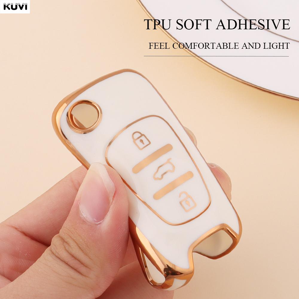 Golden TPU Car Flip Key Case Cover For Hyundai I20 I30 Ix20 Ix35 Elantra Accent For KIA Sportage Rio 3 Soul Optima Ceed K5 K2