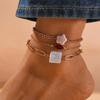 European & American Retro Letter Butterfly Pendant Multi-Layer Beach Anklet Set