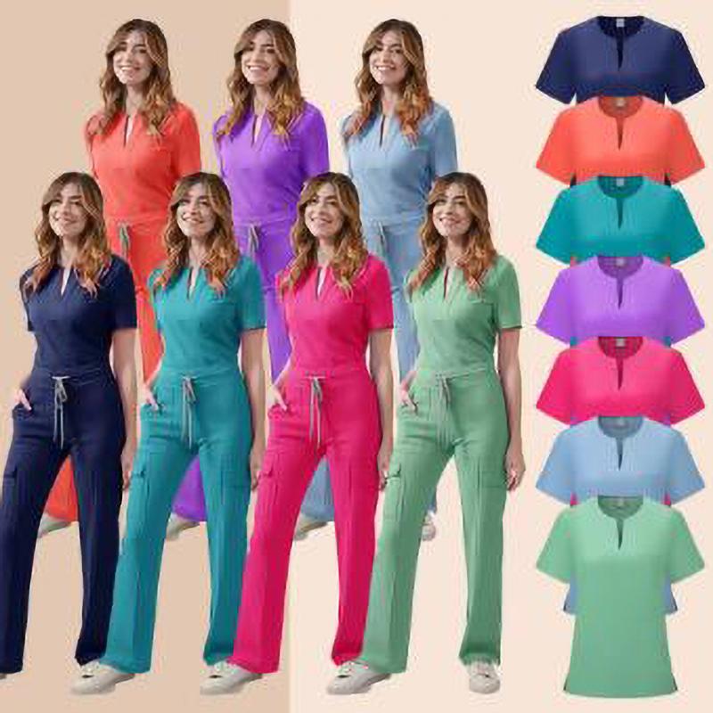 Medizinische Damen Krankenschwester Scrub Set Taschenhose OP-Saal Schönheitssalon Arbeitskleidung